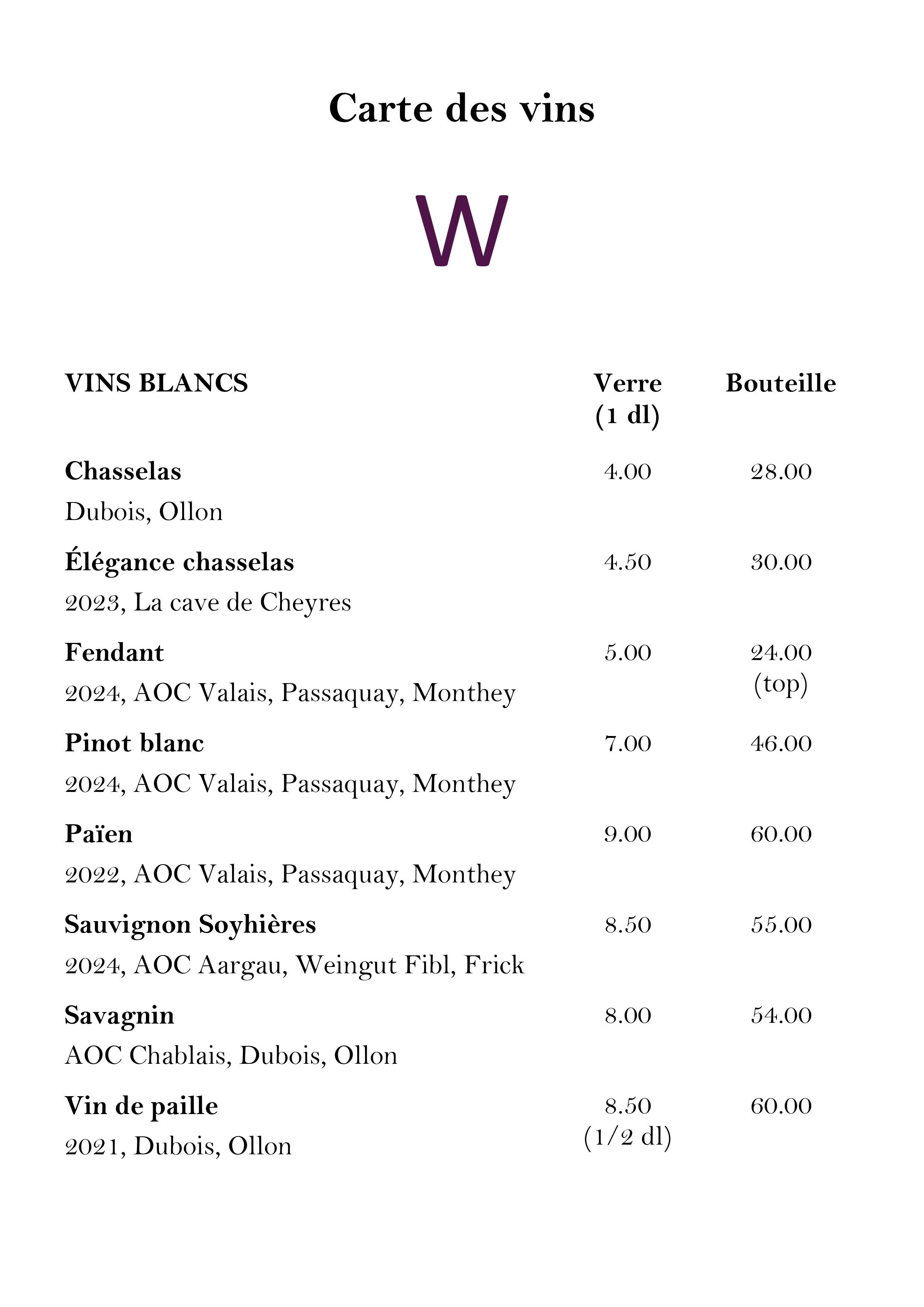 Carte des vins - 1/2