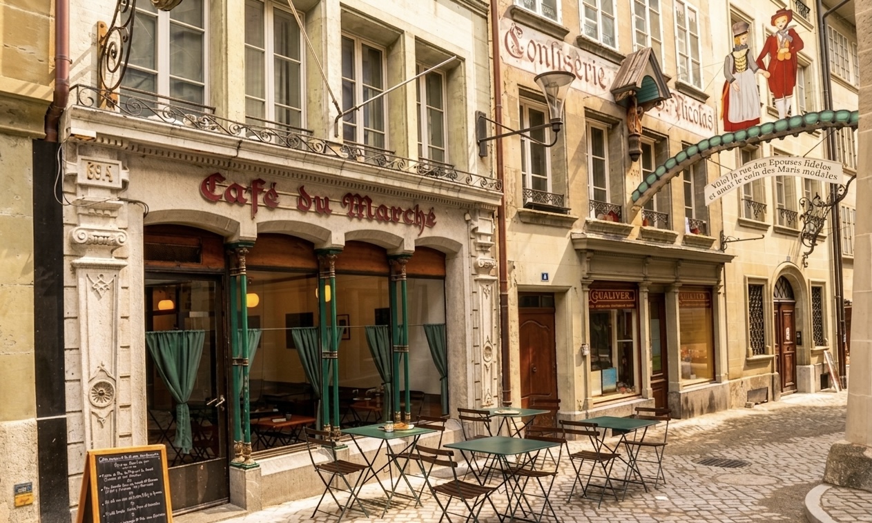 Entrée du Café du Marché, Fribourg